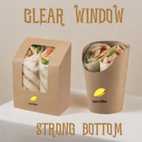 Boîte à kebab en papier kraft personnalisée, emballage à emporter pour la restauration rapide, poulet, burrito, shawarma, emballage, boîtes, pochette pour frites anti-graisse