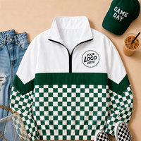 Blouson coupe-vent respirant et imperméable à motif écossais avec logo d'équipe vintage, fermeture éclair 1/4, manches longues, vente en gros