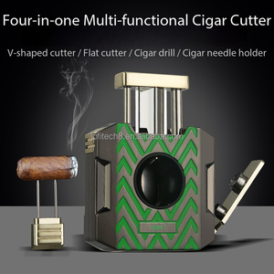 Nuevo Cortador de Cigarros Plegable Multifuncional 4 en 1 de Lujo Portátil con Botón Metálico en Forma de V y Doble Cuchilla, Regalo Empresarial - Product Image 4