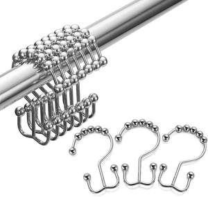 Crochets métalliques à Double glissement antirouille pour tringles de douche de salle de bain 12 anneaux de <span class=keywords><strong>rideau</strong></span> de douche - Product Image 5