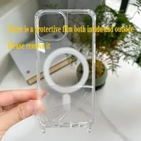 Étui magnétique à bandoulière pour iPhone 17 Air 16 15 14 13 Pro Max Plus, coque arrière transparente en PC rigide et acrylique