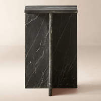 Table basse de salon Cammy Stone en marbre noir, style moderne de luxe, table d'appoint multifonctionnelle, mobilier de maison
