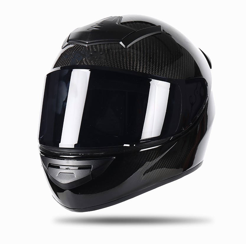 Black Motorcycle Helmet with DOT Certification Carbon Fiber