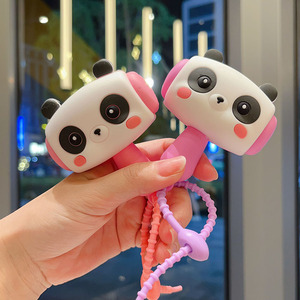 Panda Silikon Quietschhammer Schlüsselanhänger mit <span class=keywords><strong>Bibi</strong></span>-Geräusch Mini-Hammer-Anhänger Panda-Serie Fidget-Spielzeug Großhandel - Product Image 1