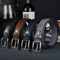 Fournisseur de la Chine en gros ceintures en cuir PU gaufré style décontracté boucle de ceinture motif crocodile ceinture pour hommes jeans