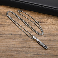 Colliers pendentifs vikings en acier inoxydable vintage à la mode, chaîne carrée en perles, collier pour homme, bijoux MGXL375