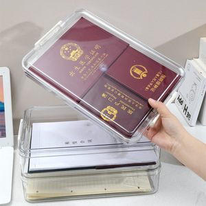 Transparent Document Storage Box Rectangle Covered Moisture Proof Airtight For Certificate File Household Registration Book - Product Image 1