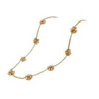 Collier Chaîne Popcorn en Acier Inoxydable avec Perles Fleur, Plaqué Or Multicolore pour Femme, Fermoir Mousqueton Réglable, Cadeau Décontracté, Vente en Gros