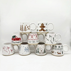Tasse à café en <span class=keywords><strong>céramique</strong></span> trempée glaçure bicolore imprimée de logo personnalisé avec décalcomanie colorée de vacances sérigraphie poignée <span class=keywords><strong>engobe</strong></span> coffret cadeau parfait - Product Image 5