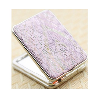 Miroir de maquillage compact rectangulaire avec logo personnalisé, en alliage de zinc, pliable, pour les voyages, le maquillage quotidien, les mariages, les cadeaux