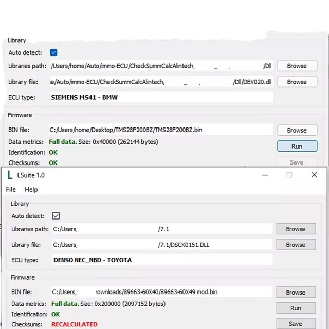 LSuite 1.0 Checksum Calculator Tool L-suite Correction Checksum for Kess Ktag KT200 & Many ECU Programmer ECU Programming Tools