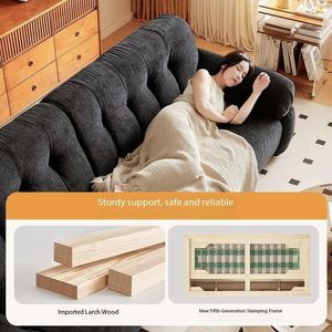 Sofá Moderno de 3 Plazas en Tela Chenille, Respaldo Acolchado, Esponja de Alta Resiliencia, Estructura de Madera de Alerce Importada, Estilo Minimalista <span class=keywords><strong>para</strong></span> Sala de Estar - Product Image 4