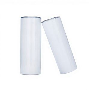 White 20oz Sublimation Skinny Tumbler Stainless Steel Straight Blank with Lid Straw for <b>Hot</b> Cold <b>Drinks</b> - Product Image 5