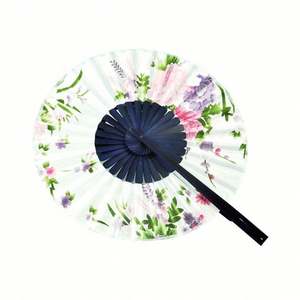 Abanico Plegable Redondo de Bambú con Logotipo Personalizado Estilo Japonés, Abanico de Mano para Bodas - Product Image 4