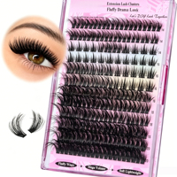 Extensions de cils professionnelles faites à la main style anime, bouquets multi-longueurs en soie/vison, emballage personnalisé avec logo pour usage en salon