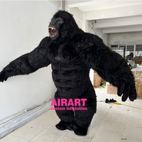 Décoration de défilé d'activité de magasin, matériel en peluche de 2.5m, costume de gorille noir gonflable à vendre