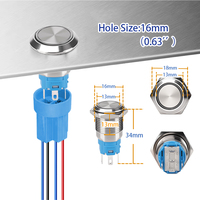 Interrupteur à bouton-poussoir en acier inoxydable, tête en aluminium, IP65, rond, carré, capuchon de touche, 10A 250V 1NO1NC, alimentation électrique, utilisation domestique