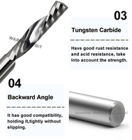 Fraise en spirale à cannelure unique 3mm mèches de routeur CNC en plastique avec revêtement Aitin outils de coupe de fraisage en carbure pour fraise