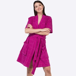 Custom Cove up 100%Cotton Terry Toweling Women Pajamas Jacquard Beach Wear Playsuit Bathrobe