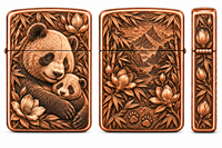 Briquet en cuivre pur 999 de 2 oz, sculpté, série Panda mignon, coloré, en relief, imprimé, collection de haute qualité