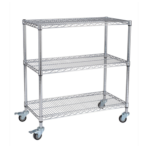 Carrito de Cocina Ajustable de Metal para Almacenamiento Industrial, Estantes de Alambre Cromados <span class=keywords><strong>con</strong></span> <span class=keywords><strong>Ruedas</strong></span>, Venta al Por Mayor de Fábrica - Product Image 3