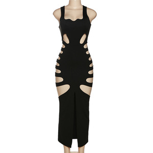 Floralcharm estate <span class=keywords><strong>moda</strong></span> donna Cut Out collo basso vita alta Modulare abito lungo Sexy - Product Image 5