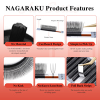 Extensions de cils NAGARAKU 3D en forme de U, volume intense, bouquets pré-faits, cils super doux, pleins et denses