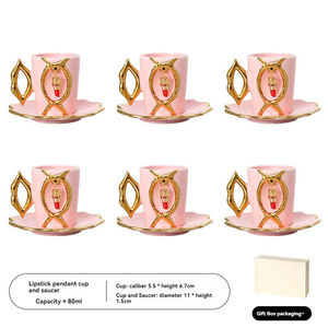 Tazas y platillos de café, juegos de tazas de café de cerámica, tazas de té rojo para la tarde, tazas y platillos creativos de cerámica para espresso - Product Image 6