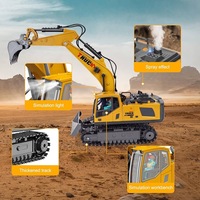 2.4G 680 °   Excavadora de Juguete con Control Remoto de 17 Canales, Simulación de Excavadora, Aleación de Metal, Luces y Música, Vehículo con Efecto de Pulverización para Niños