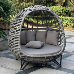 Ocio al aire libre <span class=keywords><strong>Tumbona</strong></span> para tomar el sol Sofá cama redondo de ratán <span class=keywords><strong>Terraza</strong></span> Sillón con dosel - Product Image 5