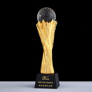 Atacado grande logotipo personalizado metal troféu desenhos de golfe transparente resina de cristal honra brinquedo para eventos de competição esportes - Product Image 1
