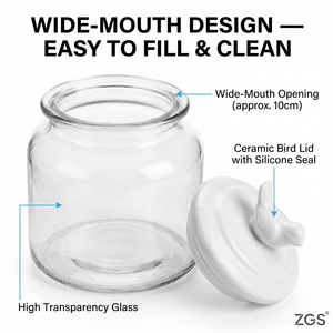 Barattolo in Vetro per Alimenti <span class=keywords><strong>con</strong></span> Coperchio Ermetico in Vetro Soda-Lime e <span class=keywords><strong>Guarnizione</strong></span> in Silicone, Sigillatura Ermetica Anti-Umidità, Trasparente - Product Image 1