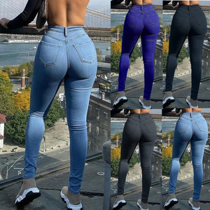 Jeans Ajustados de Mezclilla Elástica para Mujer, Talla Grande, Estilo Sexy y a la Moda - Product Image 1