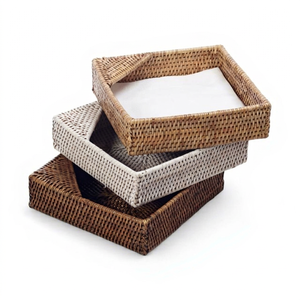 Traditional Vietnamese Bohemian Style Rattan Tissue Box Handmade for Home Interior and Table Decoration VN - Product Image 1