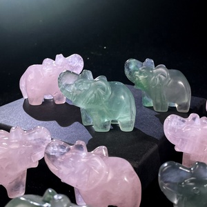 Figurines d'animaux sculptées à la main de 1.5 pouces Statue d'éléphant en fluorite verte Cristaux d'éléphant en quartz <span class=keywords><strong>rose</strong></span> - Product Image 1