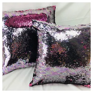 Super Dense Rainbow Pink 2 Colors Flip Reversible Mermaid Magic Sublimation Sequin Throw Pillow Case Cushion Cover Suppliers