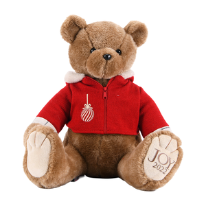 Red Knit Hoodie Teddy Bear Embroidered Paw Sitting Plush Holiday Bear for Keepsake <b>Gift</b> Wholesale - Product Image 1