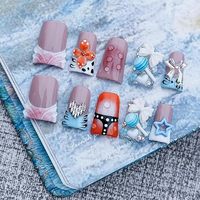 Ongles en acrylique à pression, couvrance totale, réutilisables, faits main, sur mesure, de haute qualité