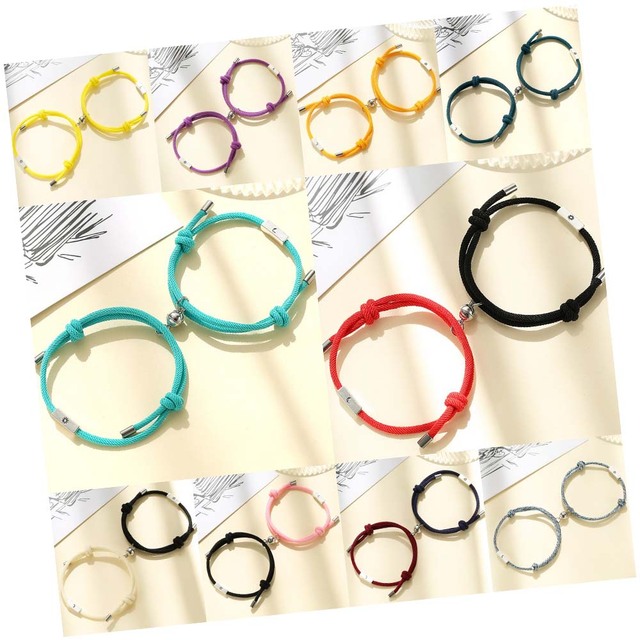 20 Color 2PCS Adjustable Red Milan Rope Matching Magnetic Bracelets Sun and Moon Bracelet for Couples Long Distance