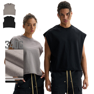 Débardeur court surdimensionné à ourlet brut Gilet sans manches à roulettes de haute qualité - Product Image 3