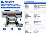 Printer UV DTF XM A1 Ukuran 60cm, Peralatan Pencetak Label Kristal UV Roll to Roll Industri dengan Sistem Tinta Putih yang Stabil