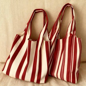 Custom Simple Striped <b>Bag</b> <b>Large</b> Capacity Vintage Striped Printed Pattern <b>Canvas</b> Shopping Tote Striped <b>Canvas</b> <b>Bag</b> - Product Image 2