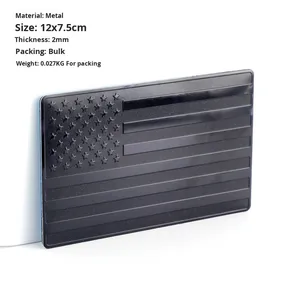 Autocollants de voiture en métal noir brillant avec logo drapeau américain, imperméables et résistants aux UV, à texture agréable, pour le commerce extérieur - Product Image 5