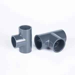 Acessórios para tubos UPVC 3/4" Sch80 PVC de plástico de três vias iguais em T para abastecimento de água industrial