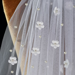 YouLaPan V83 R vente en gros <span class=keywords><strong>pas</strong></span> <span class=keywords><strong>cher</strong></span> <span class=keywords><strong>voile</strong></span> de mariée multi taille 3D blanc petite fleur perle monocouche <span class=keywords><strong>voile</strong></span> romantique église <span class=keywords><strong>voile</strong></span> de mariage - Product Image 3