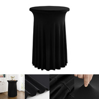 Nappes rondes extensibles en spandex pour jupe de table de cocktail avec rideaux ondulés naturels, housses de table de cocktail ajustées