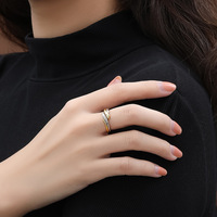 Juego de Anillos Combinados Daidan para Mujer, Dos Tonos, Plata, Chapado en Oro Irregular, Joyería, Anillo Ajustable con Diseño de Onda