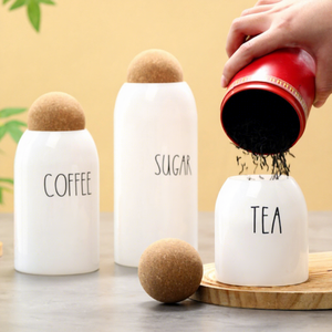 Juego de Recipientes de Vidrio para Té, Café y Azúcar, Frascos Herméticos con Tapa de Corcho, Recipientes Seguros para Alimentos para Cocina, Venta al por Mayor - Product Image 3