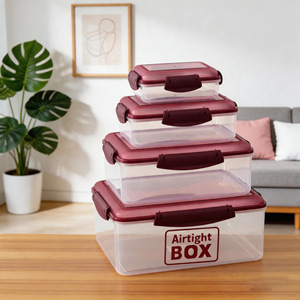Airtight Box Multi Size Square Food Storage <b>Containers</b> <b>With</b> Clip On <b>Lids</b> For Kitchen Use - Product Image 4