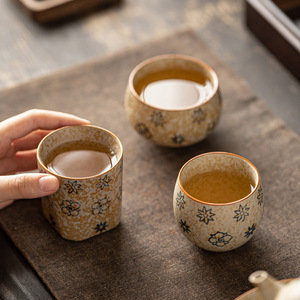 Retro Ceramic Tea Cup With Flower Pattern Porcelain Master Cup For Afternoon Tea Dehua Origin - Product Image 1